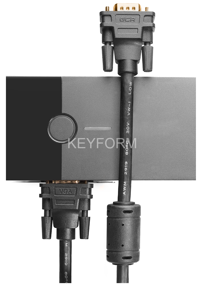 Greenconnect Кабель SVGA 5.0м чёрный, позолоченные контакты, ферритовые кольца, OD8.0mm. 15M / 15M Premium GCR-VM2VM2-5.0m, 28/28 AWG, двойной экран Greenconnect VGA (m) - VGA (m) 5м