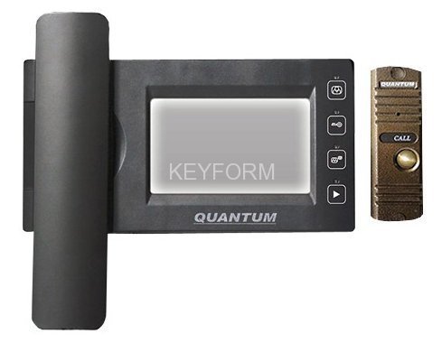 Монитор видеодомофона Quantum, Quantum QM-437C_SET1 (черный)+Выз. панель (бронза)
