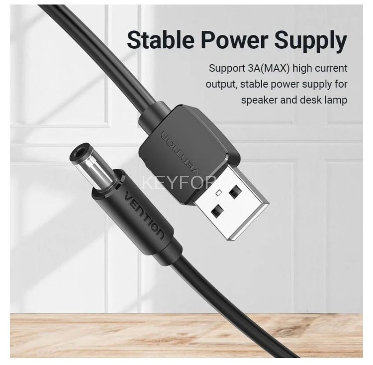 Кабель Vention USB AM/DC-jack 5.5мм M - 1.5м Чёрный Vention CEYBG