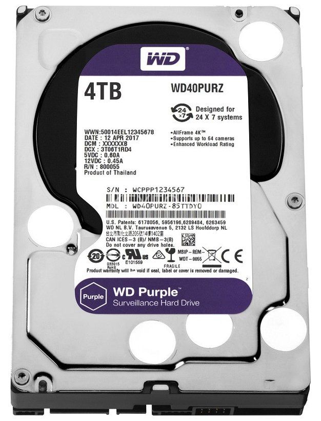 HDD 4000 GB (4 TB) SATA-III Purple (WD40PURZ)