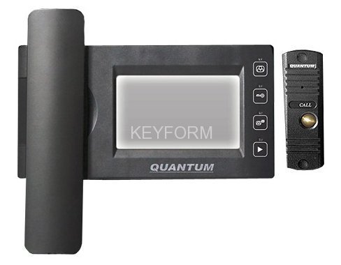 Монитор видеодомофона Quantum, Quantum QM-437C_SET3 (черный)+Выз. панель (серебро)