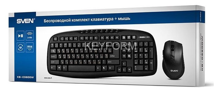 Беспроводной набор клавиатура+мышь SVEN KB-C3600W (112 кл., 800-1600DPI, 5+1 кл.) Sven SV-014742