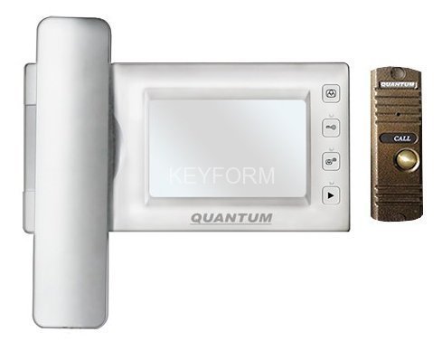 Монитор видеодомофона цветной Quantum, Quantum QM-437C_SET1 (белый)+Выз. панель (бронза)