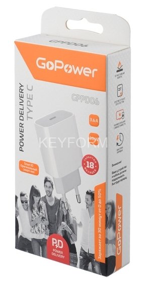 Сетевое З/У GoPower GPPD06 Type-C 20W PD3.0 белый GoPower 00-00022766