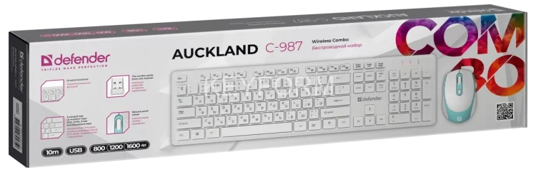 Defender Беспроводной набор Auckland C-987 RU,белый,полноразмерный Defender 45987