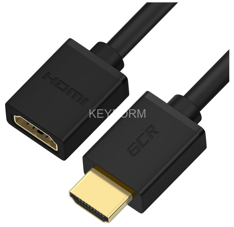 GCR Удлинитель 1.5m v2.0 HDMI-HDMI черный, OD7.3mm, 28/28 AWG, позолоченные контакты, Ethernet 18.0 Гбит/с, 19M / 19F, тройной экран GreenConnect GCR-51243