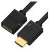 GCR Удлинитель 1.5m v2.0 HDMI-HDMI черный, OD7.3mm, 28/28 AWG, позолоченные контакты, Ethernet 18.0 Гбит/с, 19M / 19F, тройной экран GreenConnect GCR-51243