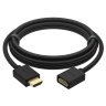 GCR Удлинитель 1.5m v2.0 HDMI-HDMI черный, OD7.3mm, 28/28 AWG, позолоченные контакты, Ethernet 18.0 Гбит/с, 19M / 19F, тройной экран GreenConnect GCR-51243