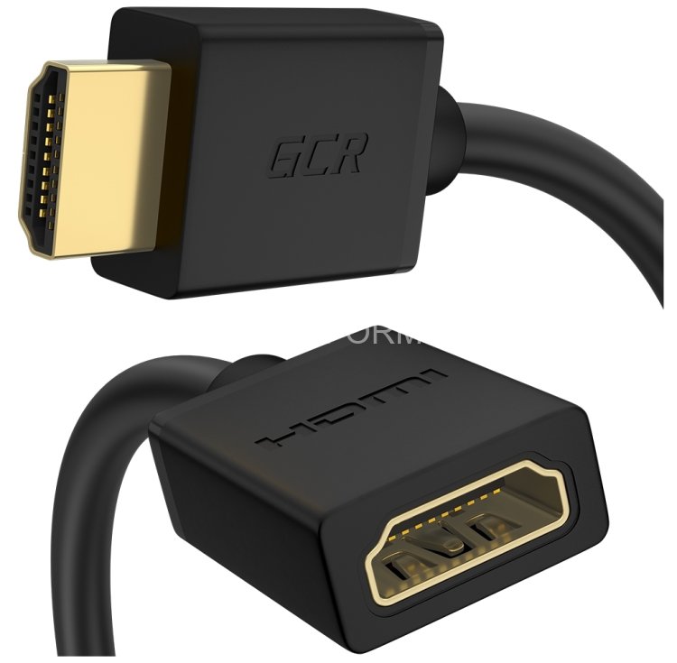 GCR Удлинитель 1.5m v2.0 HDMI-HDMI черный, OD7.3mm, 28/28 AWG, позолоченные контакты, Ethernet 18.0 Гбит/с, 19M / 19F, тройной экран GreenConnect GCR-51243