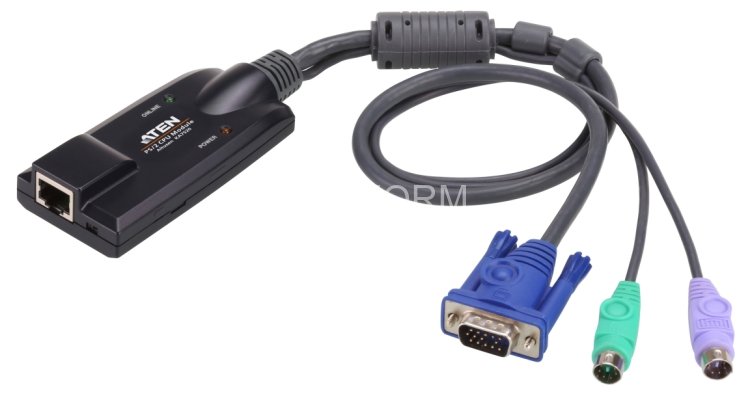 Модуль удлинителя, SVGA+KBD+MOUSE PS/2,  50 метр., для подкл. комплекта перключат. KH1508A/1516A/1508Ai/1516Ai/2508A/2516A/KL1508A/KL1516A, макс.разреш. 1280х1024, RJ45+HD-DB15+2х6MINIDIN, Female+3xMale, без Б.П., (DDC2B) [KA7520] ATEN KA7520