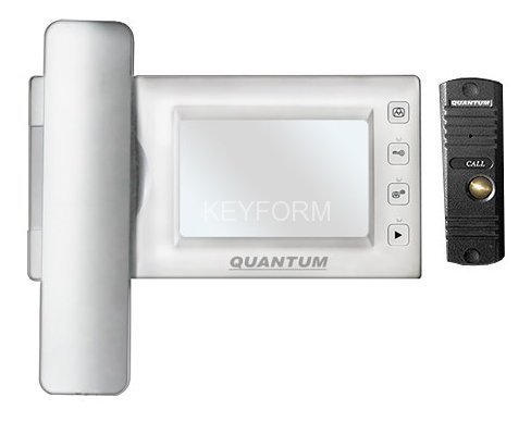 Монитор видеодомофона цветной Quantum, Quantum QM-437C_SET3 (белый)+Выз. панель (серебро)
