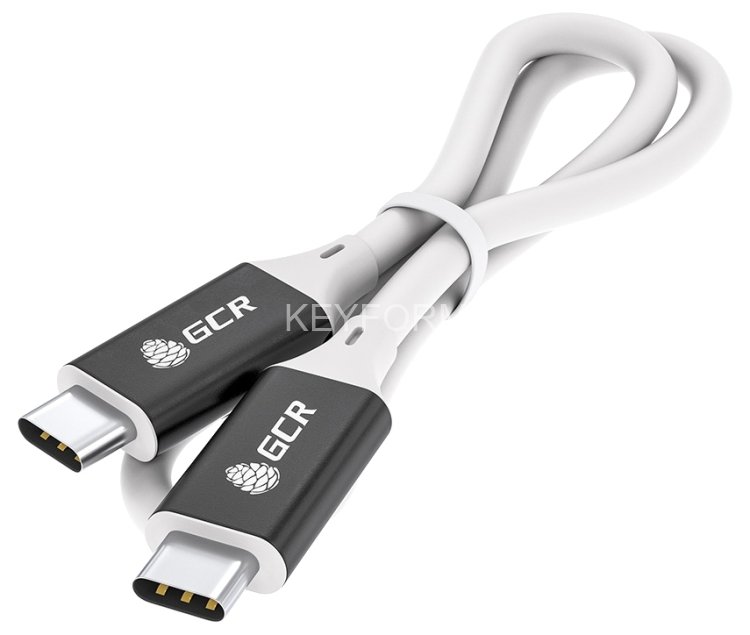 GCR Кабель USB 3.1 Type C-С 1.0m белый, 100W/20V/5A, M/M, TPE, AL сase черный, белый ПВХ, экран, армированный, GCR-50866 Кабель Greenconnect 1 м (GCR-50866)