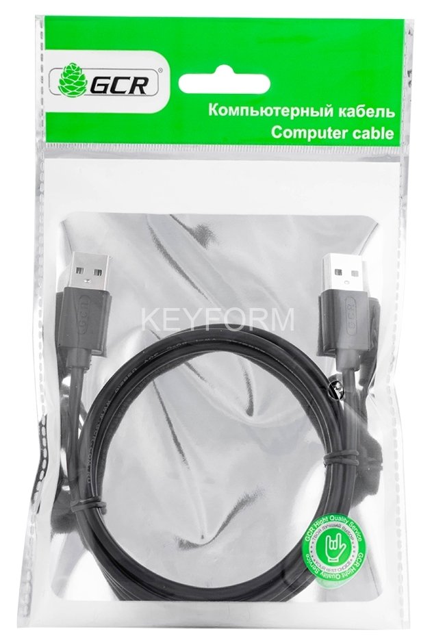 GCR Кабель 0.15m USB 2.0, AM/AM, черный, 28/28 AWG, экран, армированный, морозостойкий Greenconnect GCR-UM2M-BB2S-0.15m