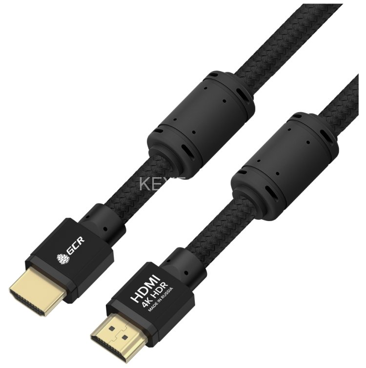 GCR Кабель PROF 12.0m HDMI 2.0, черный ECO Soft капрон, AL корпус черный, фер. кольца, HDR 4:4:4, Ultra HD, 4K 60Hz/5K*30Hz, 3D, 18.0 Гбит/с, 28AWG, GCR-54992 Greenconnect GCR-54992