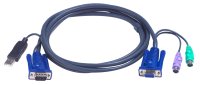 Кабель KVM PS/2 &quot;гКабель KVM  PS/2Kлав+мышь)(Male)+HDB15(Male)+2хАудио(Male) &lt;-&gt; SPКабель KVM USB(тип А Male)+HDB15(Male) &lt;-&gt; PS/2Kлав+мышь)+HDB15(Female) 2,0м., черный ATEN 2L-5502UP