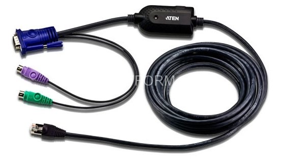 Модуль удлинителя, SVGA+KBD+MOUSE PS/2, 4.5 метр., для подкл. комплекта перключат. KH1508A/1516A/1508Ai/1516Ai/2508A/2516A/KL1508A/KL1516A, макс.разреш. 1280х1024, RJ45+HD-DB15+2х6MINIDIN, Female+3xMale, без Б.П., (DDC2B) ATEN KA7920