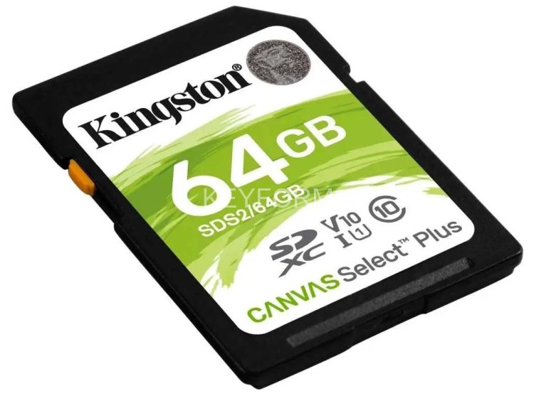 Карта памяти Kingston 64GB SDXC Canvas Select Plus 100R C10 UHS-I U1 V10 Kingston SDS2/64GB