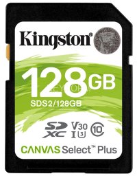 Карта памяти  Kingston 128GB SDXC Canvas Select Plus 100R C10 UHS-I U3 V30 Kingston SDS2/128GB