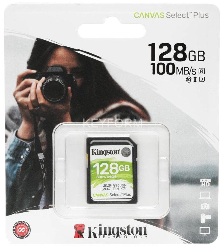 Карта памяти  Kingston 128GB SDXC Canvas Select Plus 100R C10 UHS-I U3 V30 Kingston SDS2/128GB