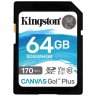 Карта памяти Kingston 64GB SDXC Canvas Go Plus 170R C10 UHS-I U3 V30 Kingston SDG3/64GB
