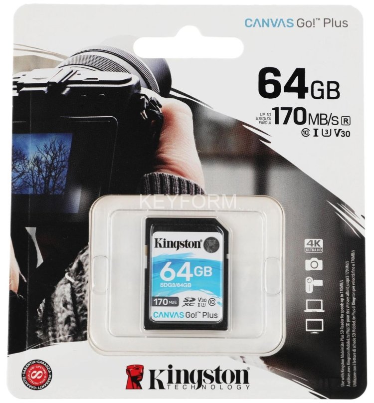 Карта памяти Kingston 64GB SDXC Canvas Go Plus 170R C10 UHS-I U3 V30 Kingston SDG3/64GB