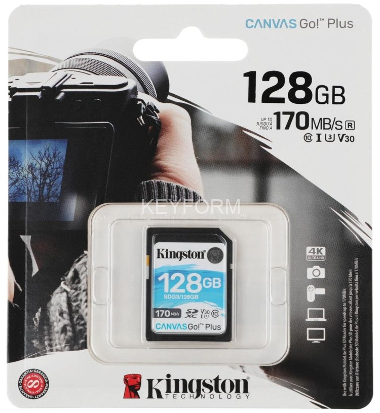 Карта памяти Kingston 128GB SDXC Canvas Go Plus 170R C10 UHS-I U3 V30 Kingston SDG3/128GB