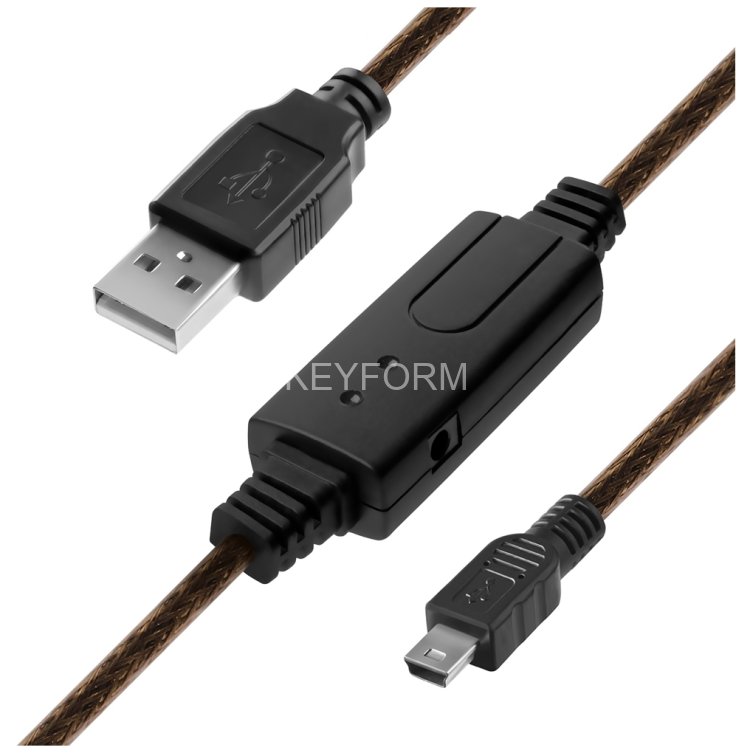 Greenconnect Кабель активный USB 2.0 10.0m Premium GCR-UM2M5P1-BD2S-10.0m, AM / mini 5P, 28/24 AWG экран, армированный, морозостойкий, с усилителем и разъёмом для доп.питания, черно-прозрачный Greenconnect USB 2.0 Type-AM - miniUSB 10м