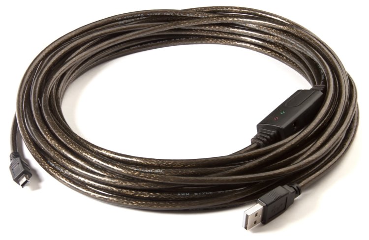 Greenconnect Кабель активный USB 2.0 10.0m Premium GCR-UM2M5P1-BD2S-10.0m, AM / mini 5P, 28/24 AWG экран, армированный, морозостойкий, с усилителем и разъёмом для доп.питания, черно-прозрачный Greenconnect USB 2.0 Type-AM - miniUSB 10м