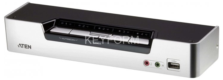 Переключатель, электрон., KVM+Audio+USB 2.0,  1 user USB+HDMI =>  4 cpu USB+HDMI, соШнур. USB 2х1.8м., настол., исп.стандарт, без OSD, некаскад.. ATEN CS1794