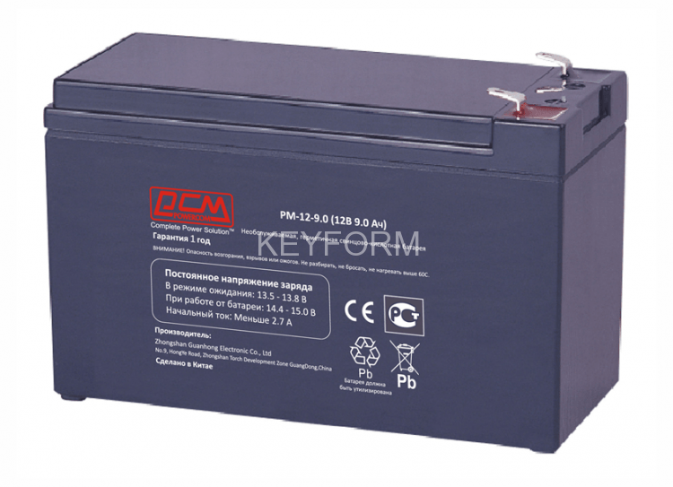 Аккумулятор Powercom PM-12-9.0 (12В / 9Ач) (421619)