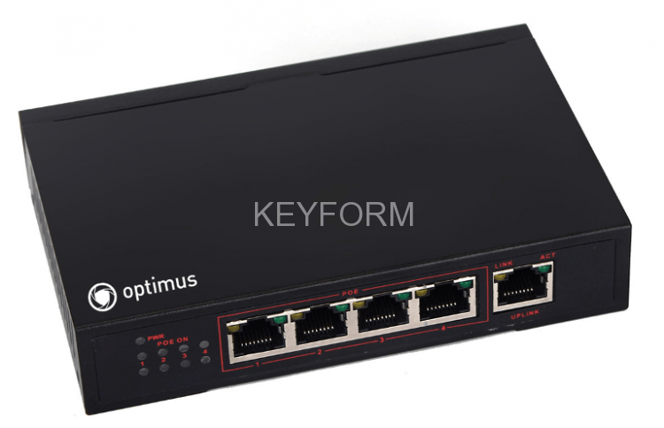 Коммутатор с питанием по PoE 4-портовый Optimus UM1-E5/4P