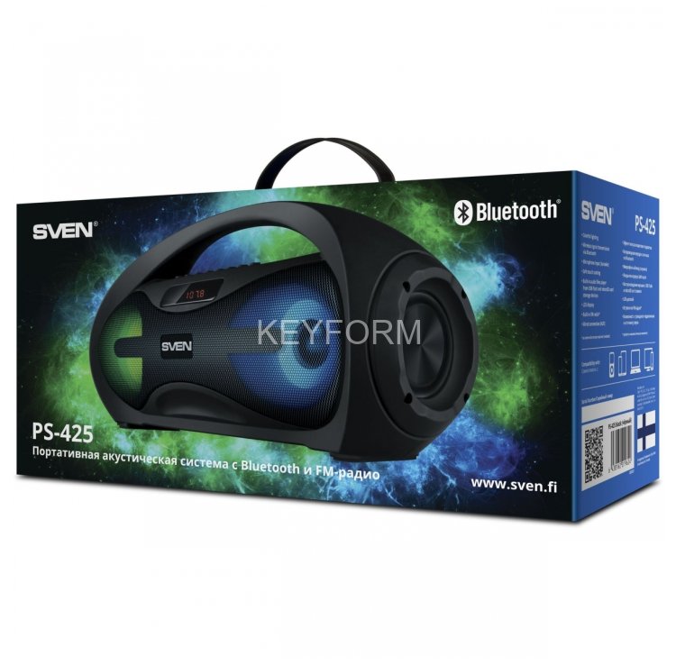 АС SVEN PS-425, черный (12 Вт, Bluetooth, FM, USB, microSD, LED-дисплей, 1500мА*ч) Sven SV-019624