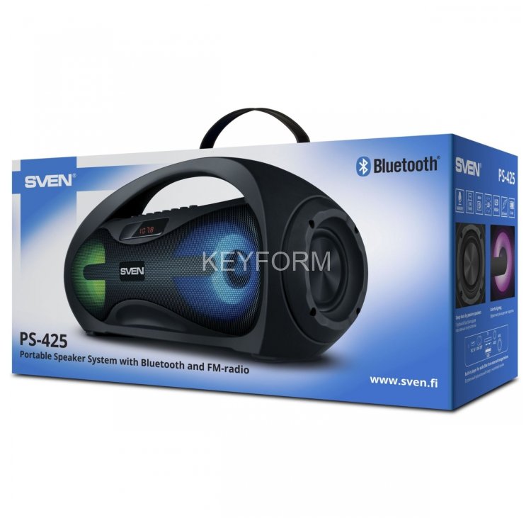 АС SVEN PS-425, черный (12 Вт, Bluetooth, FM, USB, microSD, LED-дисплей, 1500мА*ч) Sven SV-019624