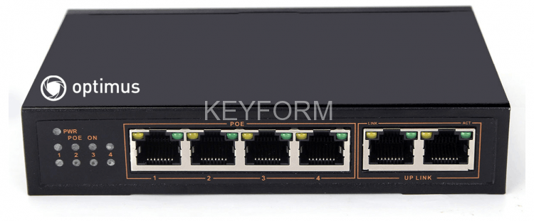 Коммутатор с питанием по PoE 4-портовый Optimus UM1-E6/4P