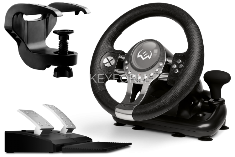 Руль SVEN GC-W800 (педали, вибро, скоба, D-pad, 12 кл, PC/PS3/PS4/XBOXONE/Xinput) Sven SV-015442