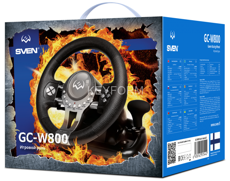 Руль SVEN GC-W800 (педали, вибро, скоба, D-pad, 12 кл, PC/PS3/PS4/XBOXONE/Xinput) Sven SV-015442