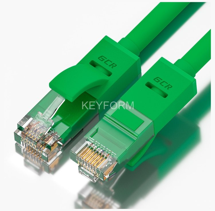 Greenconnect Патч-корд прямой 0.15m, UTP кат.5e, зеленый, позолоченные контакты, 24 AWG, литой, GCR-LNC05-0.15m, ethernet high speed 1 Гбит/с, RJ45, T568B Greenconnect RJ45(m) - RJ45(m) Cat. 5e U/UTP PVC 0.15м зелёный