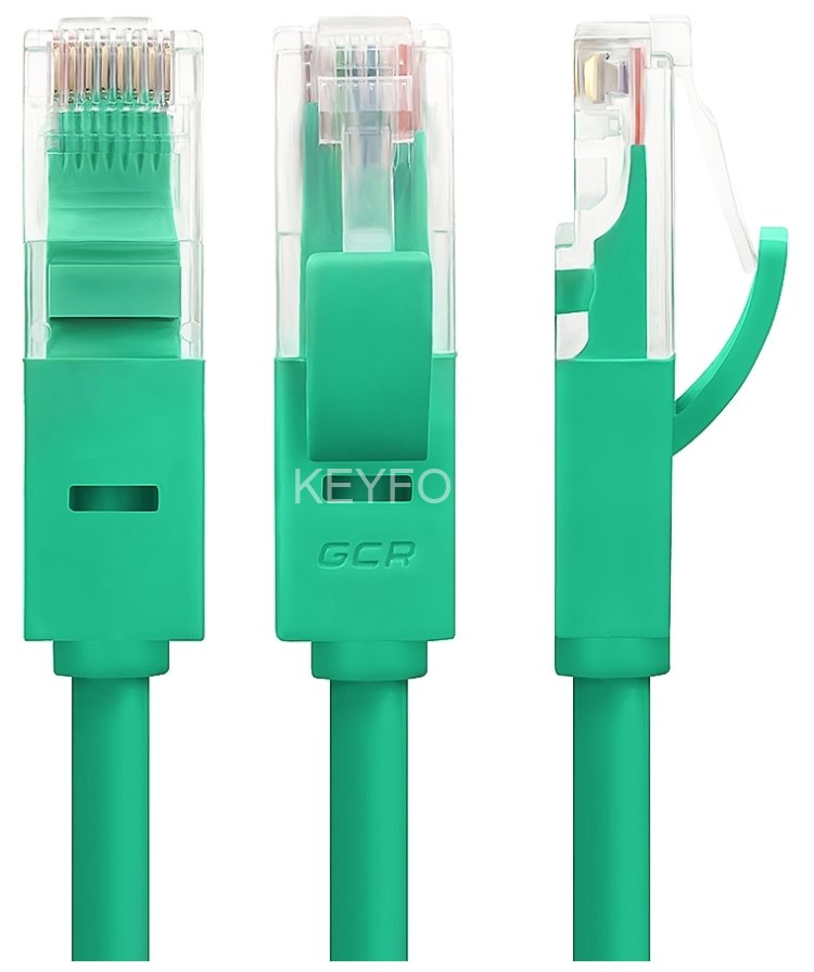 Greenconnect Патч-корд прямой 0.15m, UTP кат.5e, зеленый, позолоченные контакты, 24 AWG, литой, GCR-LNC05-0.15m, ethernet high speed 1 Гбит/с, RJ45, T568B Greenconnect RJ45(m) - RJ45(m) Cat. 5e U/UTP PVC 0.15м зелёный
