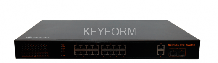 Коммутатор с питанием по PoE 16-портовый Optimus UMG1-18/16P