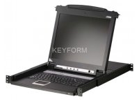 Переключатель консоли электронный, 8 портов PS/2, ж/к экран 19&quot;, клав. рус/лат.(Макс. разрешение 1280*1024, макс.частота верт. развертки 75Hz, зерно 0.264*0.264мм, якрость 300кд/м2) c IP доступом ATEN KL1508AiNR