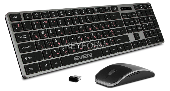 Беспроводной набор клавиатура+мышь SVEN KB-C3000W серый (109 кл.+12Fn, 1000DPI, 4+1 кл.) Sven SV-019693