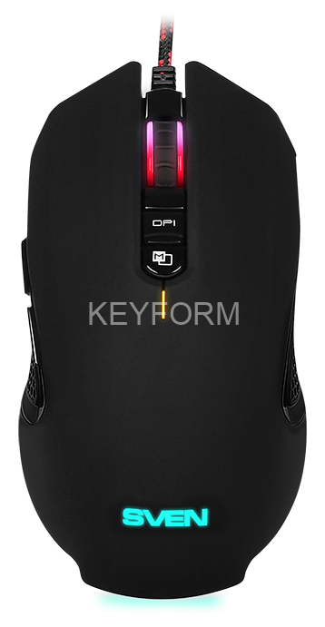 Игровая мышь SVEN RX-G955 USB (7+1кл. 200-4000 DPI, ПО, Soft Touch, подсветка) Sven SV-016388