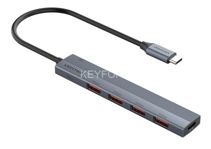 Концентратор Vention OTG USB 3.2 Gen 2 Type-C на 4 USB порта + USB-C PD Серый - 0.15м. Vention CKHHB