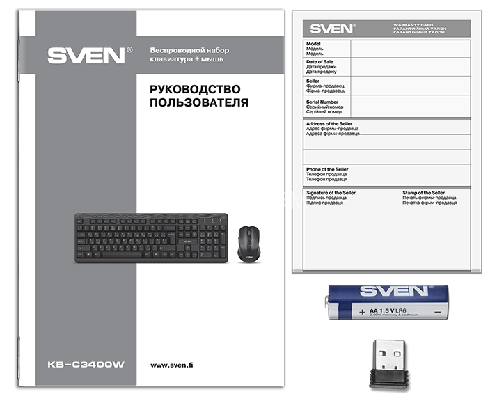 Беспроводной набор клавиатура+мышь SVEN KB-C3400W Sven SV-018887