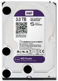 Жесткий диск (HDD), стандарт SATA-III, объем 3000 GB (3 TB) для видеонаблюдения Western Digital HDD 3000 GB (3 TB) SATA-III Purple (WD30PURX)