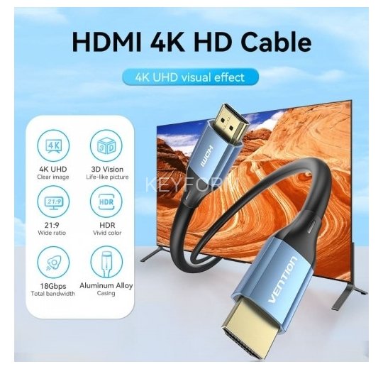 Кабель Vention HDMI High speed v2.0 with Ethernet 19M/19M - 8м Vention ALHSK