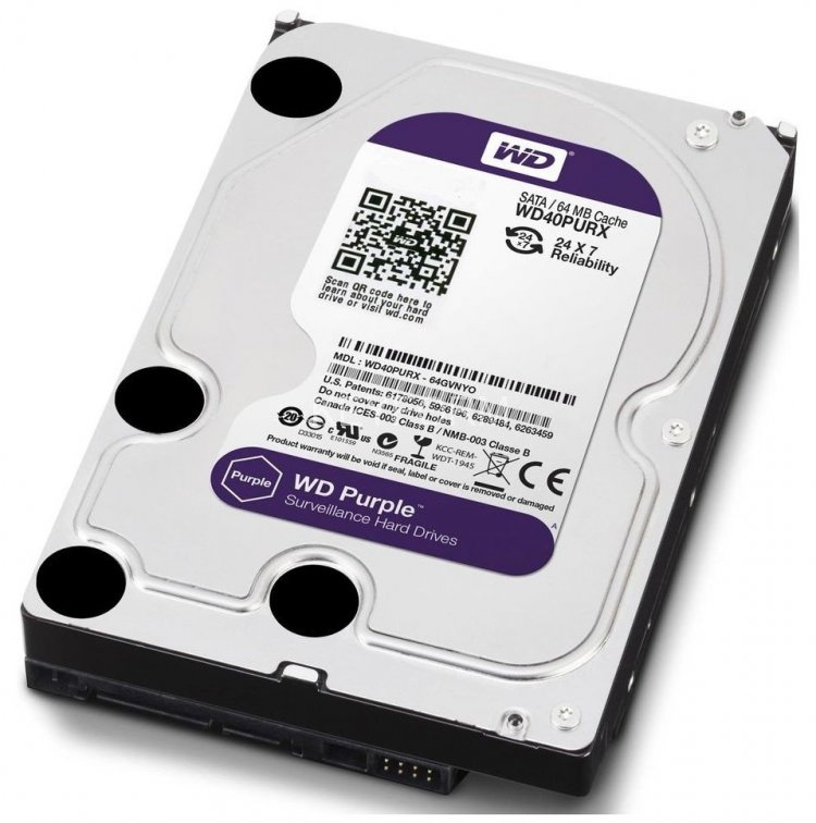 Жесткий диск (HDD), стандарт SATA-III, объем 6000 GB (6 TB) для видеонаблюдения Western Digital HDD 6000 GB (6 TB) SATA-III Purple (WD60PURX)