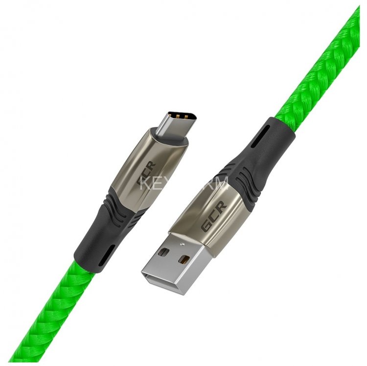 GCR Кабель 1.7m TypeC series MERCEDES, GREEN NYLON, супер быстрая зарядка, GCR-51988 Greenconnect USB 2.0 Type-AM - USB 2.0 Type-CM 1.7 м