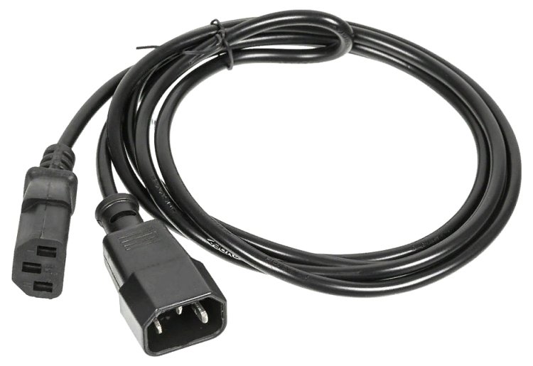 Кабель с разъемом С13 - С14 на проводе ПВС 3*1.00  1.8 метра. черный Power Cube PVC-AP 3x1.0 C13C14 1.8m