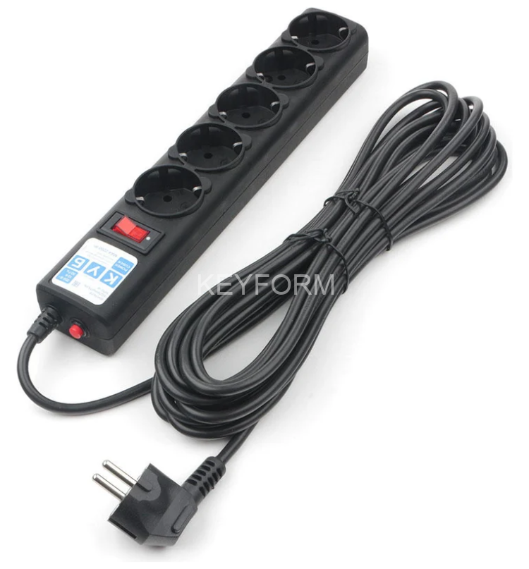 Фильтр-удлинитель Power Cube 1.9м 5 розеток (черный графит) 10А/2,2кВт Электрическая мануфактура SPG5-C2